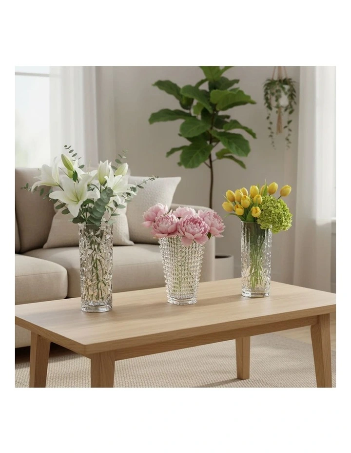 SOGA Handcrafted Clear Glass Vase Set for Elegant Home Dcor image 4