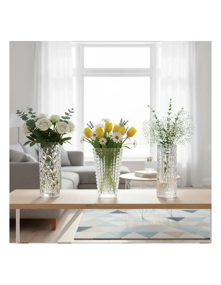 SOGA Handcrafted Clear Glass Vase Set for Elegant Home Dcor image 5