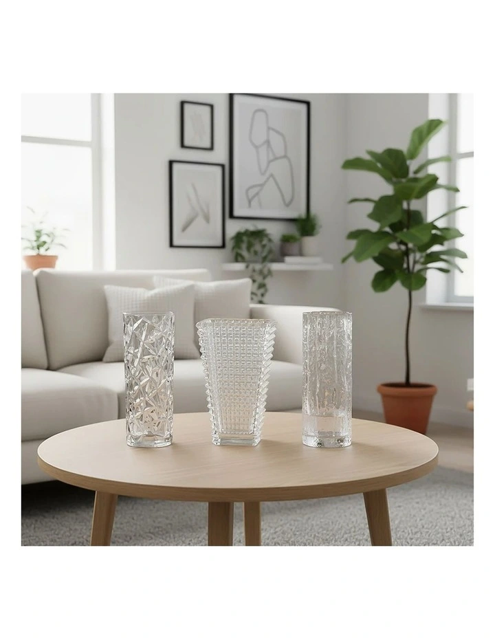 SOGA Handcrafted Clear Glass Vase Set for Elegant Home Dcor image 6