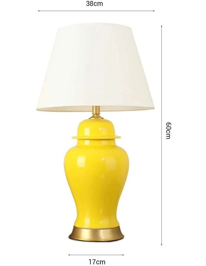 SOGA Yellow Oval Ceramic Table Lamp with Gold Base image 6