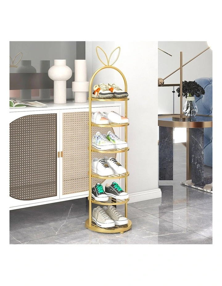 SOGA 2X 6 Tier Bunny Ear Gold Metal Shoe Rack image 2