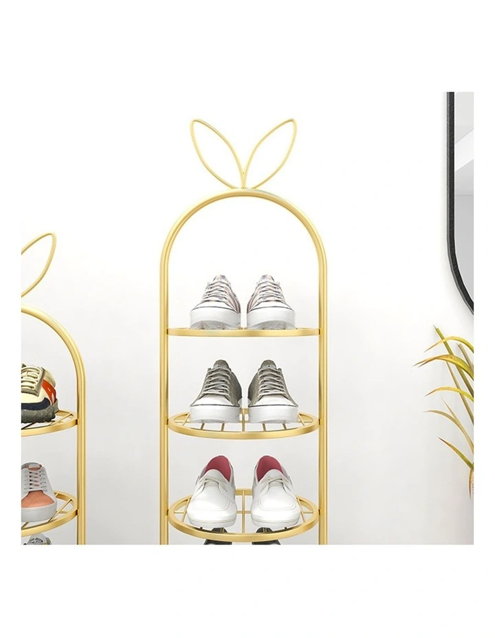 SOGA 2X 6 Tier Bunny Ear Gold Metal Shoe Rack image 5