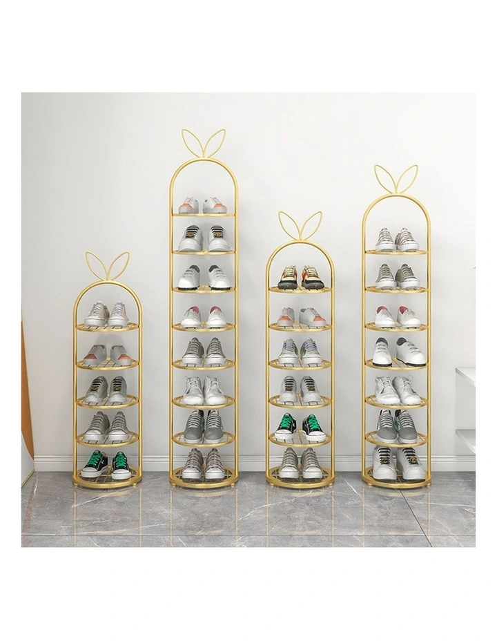 SOGA 2X 6 Tier Bunny Ear Gold Metal Shoe Rack image 7