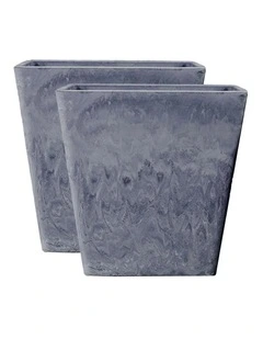 SOGA 2X 27cm Weathered Grey Resin Planter Pot