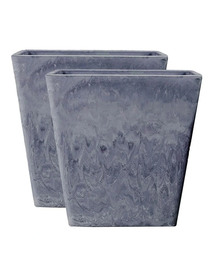 SOGA 2X 27cm Weathered Grey Resin Planter Pot image 1