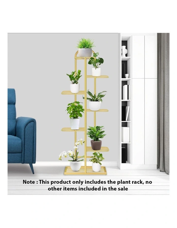 SOGA 2X 7 Tier 8 Pots Gold Metal Plant Stand Flowerpot Display Shelf Rack Indoor Home Office Decor image 2