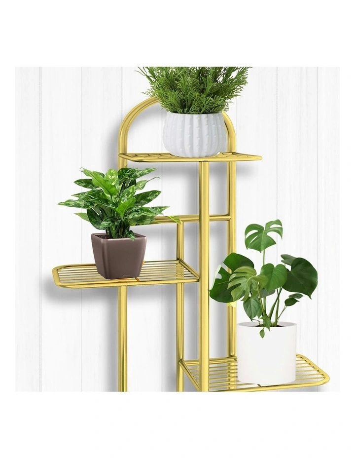 SOGA 2X 7 Tier 8 Pots Gold Metal Plant Stand Flowerpot Display Shelf Rack Indoor Home Office Decor image 7