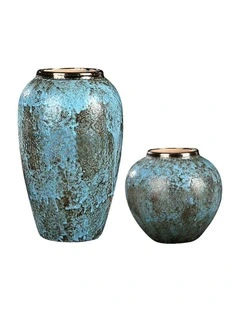 SOGA Home & Living Bundle  Light Blue Ceramic Flower Vases for Elegant Living Room Decor