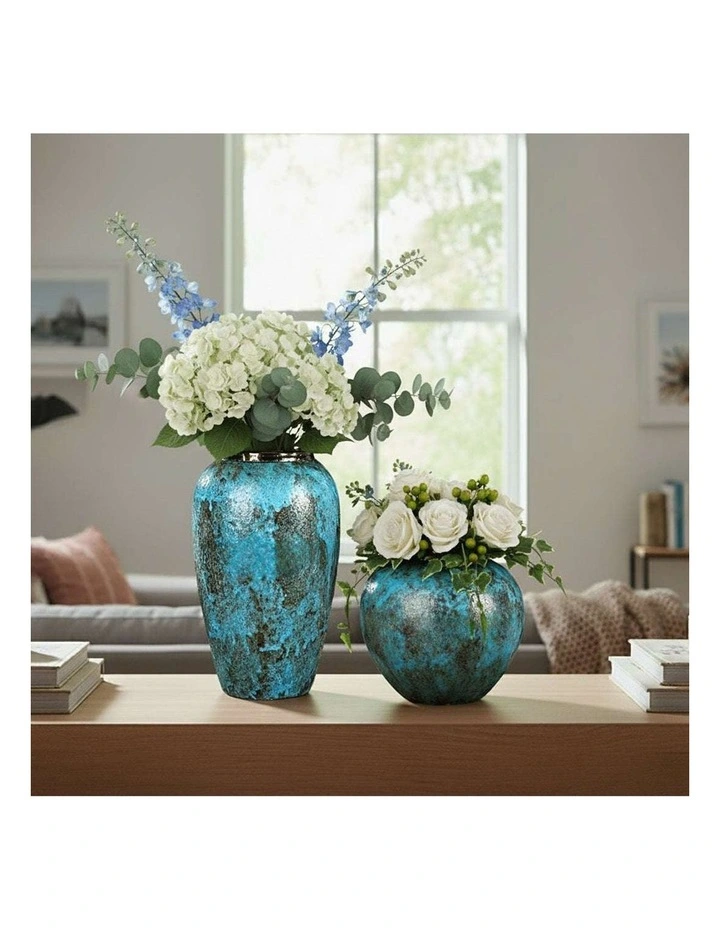 SOGA Home & Living Bundle  Light Blue Ceramic Flower Vases for Elegant Living Room Decor image 2