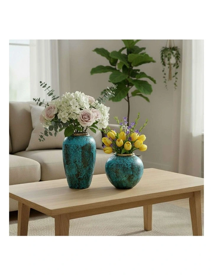 SOGA Home & Living Bundle  Light Blue Ceramic Flower Vases for Elegant Living Room Decor image 3
