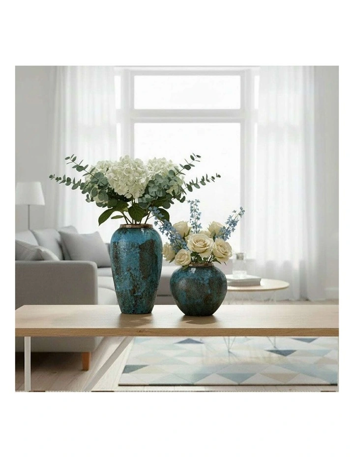 SOGA Home & Living Bundle  Light Blue Ceramic Flower Vases for Elegant Living Room Decor image 4