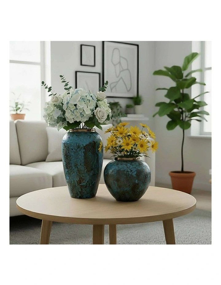 SOGA Home & Living Bundle  Light Blue Ceramic Flower Vases for Elegant Living Room Decor image 5