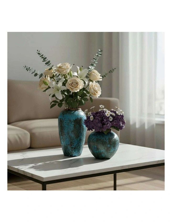 SOGA Home & Living Bundle  Light Blue Ceramic Flower Vases for Elegant Living Room Decor image 7