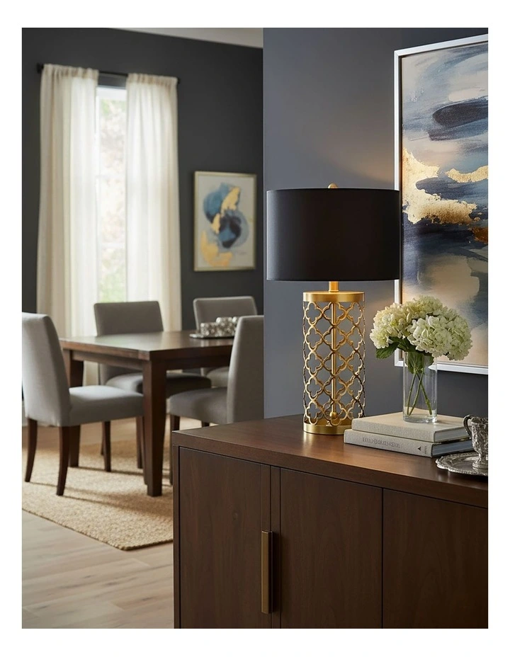 SOGA 2 Pack Gold Hollow Metal Table Lamps with Dark Shades image 5