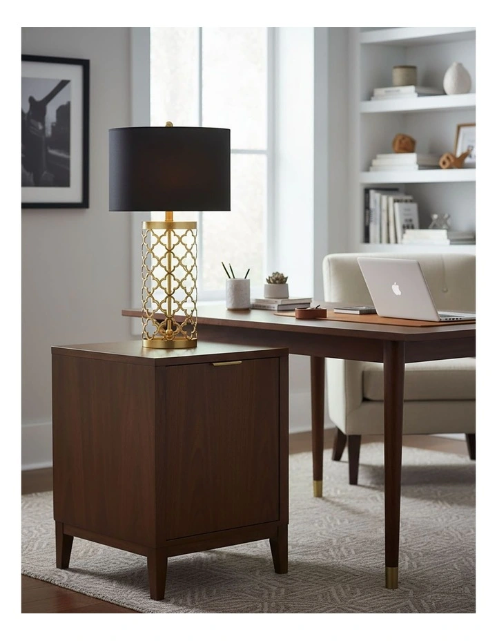 SOGA 2 Pack Gold Hollow Metal Table Lamps with Dark Shades image 6