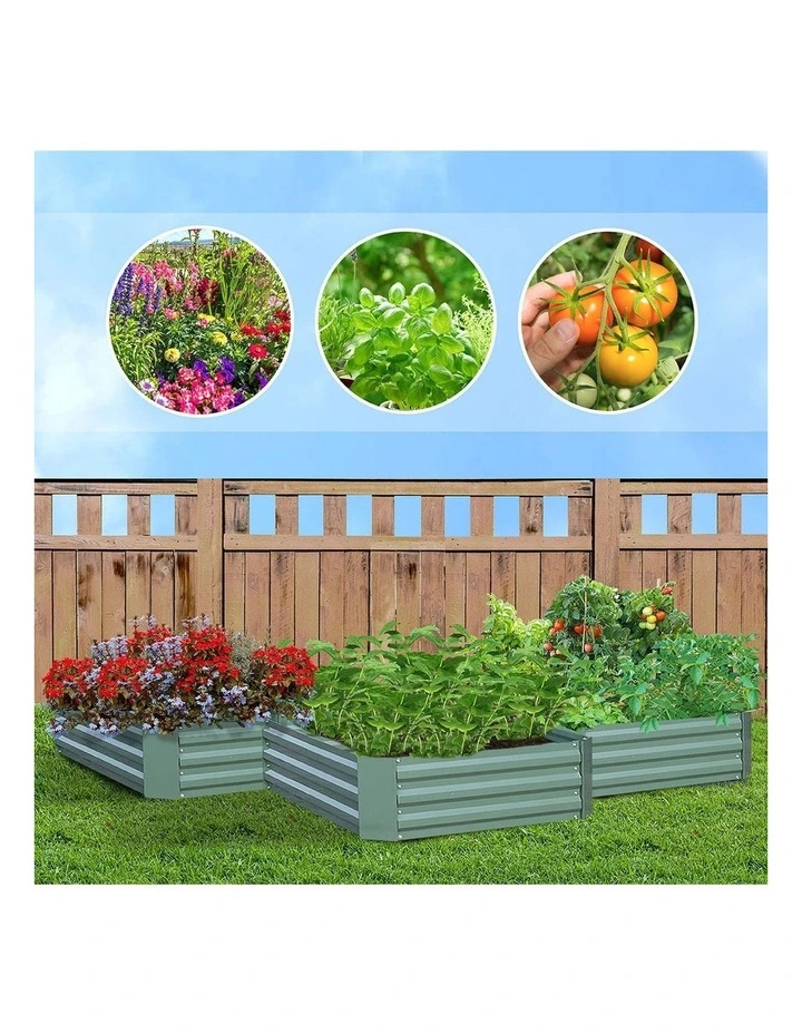 SOGA 120X90cm Rectangle Galvanised Raised Garden Bed Vegetable Herb Flower Outdoor Planter Box image 3