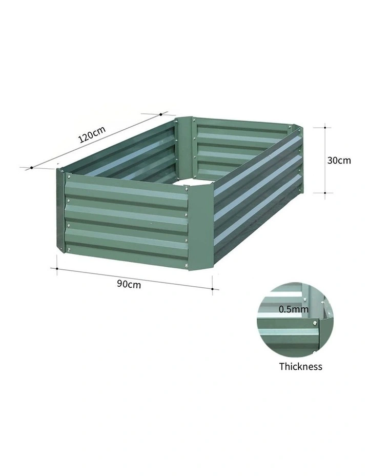 SOGA 120X90cm Rectangle Galvanised Raised Garden Bed Vegetable Herb Flower Outdoor Planter Box image 6