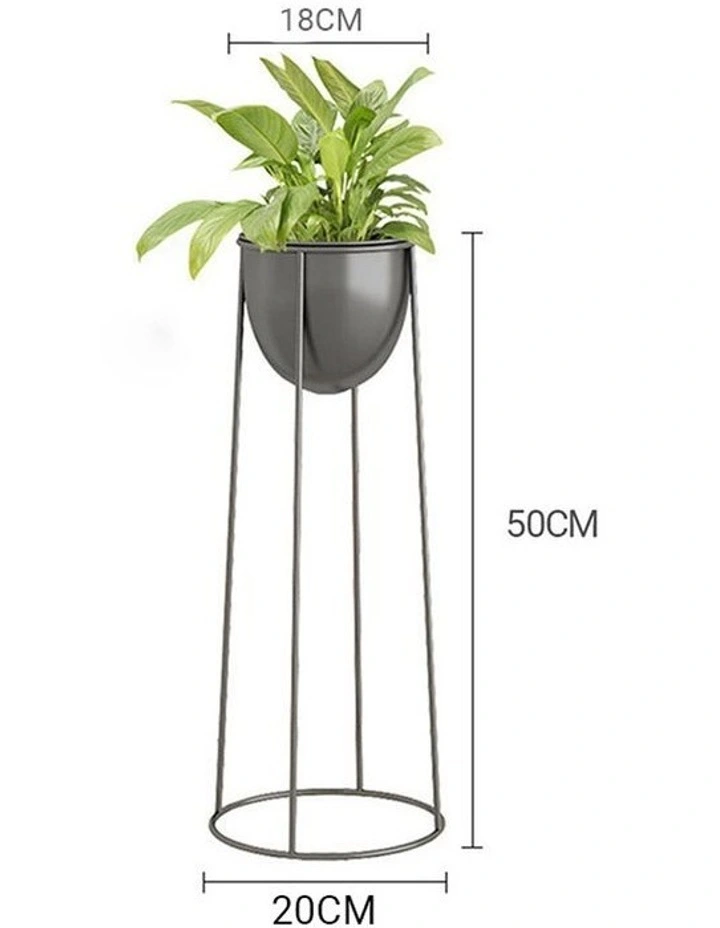 SOGA 2X 50cm Round Wire Metal Flower Pot Stand with Black Flowerpot Holder Rack Display image 2