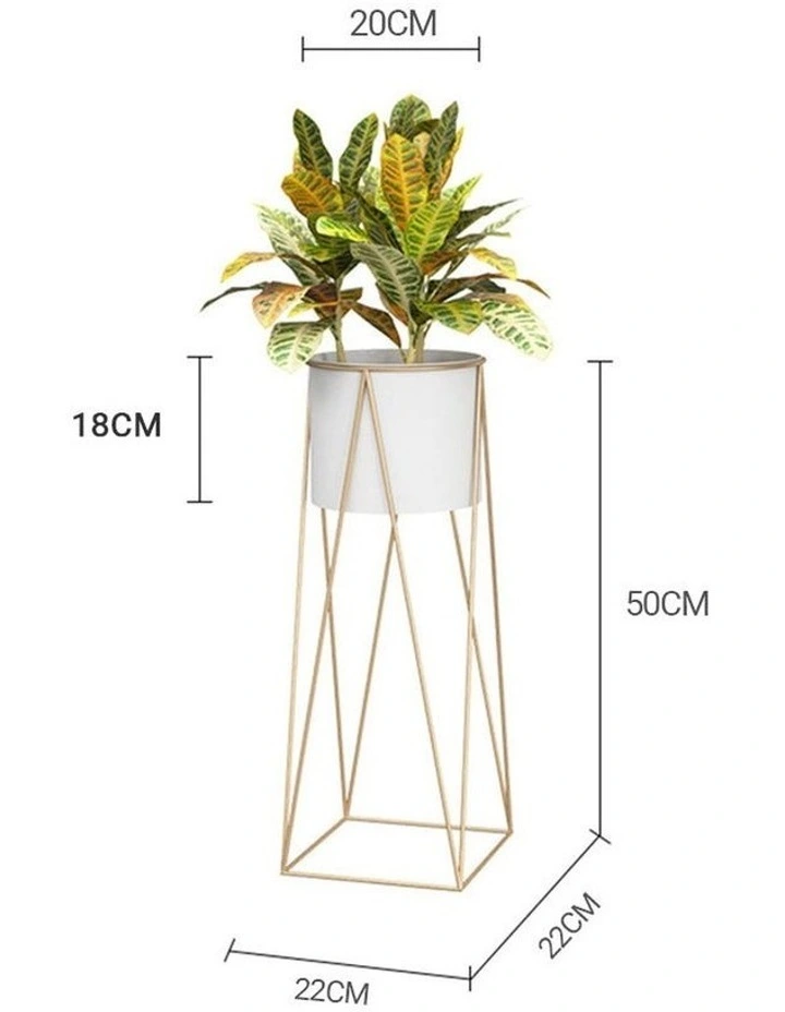 SOGA 4X 50cm Gold Metal Plant Stand with White Flower Pot Holder Corner Shelving Rack Indoor Display image 6