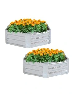 SOGA 2X 60cm Hexagon Shape Galvanised Raised Garden Bed Vegetable Herb Flower Outdoor Planter Box