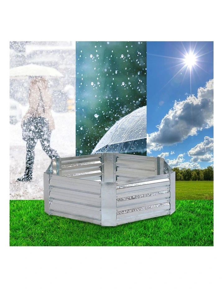 SOGA 2X 60cm Hexagon Shape Galvanised Raised Garden Bed Vegetable Herb Flower Outdoor Planter Box image 4