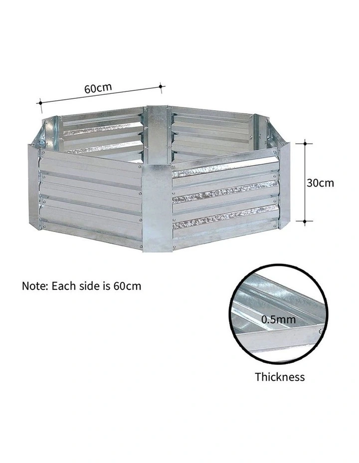 SOGA 2X 60cm Hexagon Shape Galvanised Raised Garden Bed Vegetable Herb Flower Outdoor Planter Box image 6