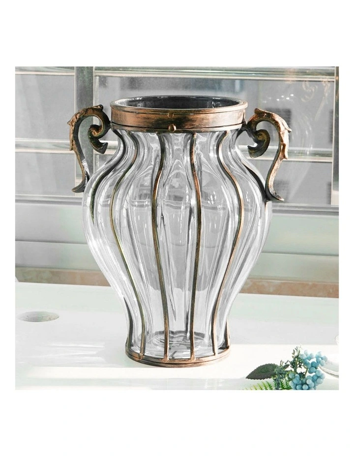 SOGA Clear Glass Vase with 6 Bunches 4-Head Silk Magnolia Decor Set image 2