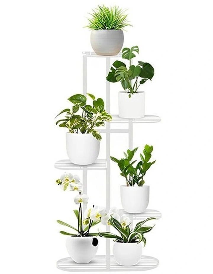 SOGA 5 Tier 6 Pots White Metal Plant Rack Flowerpot Storage Display Stand Holder Home Garden Decor image 1