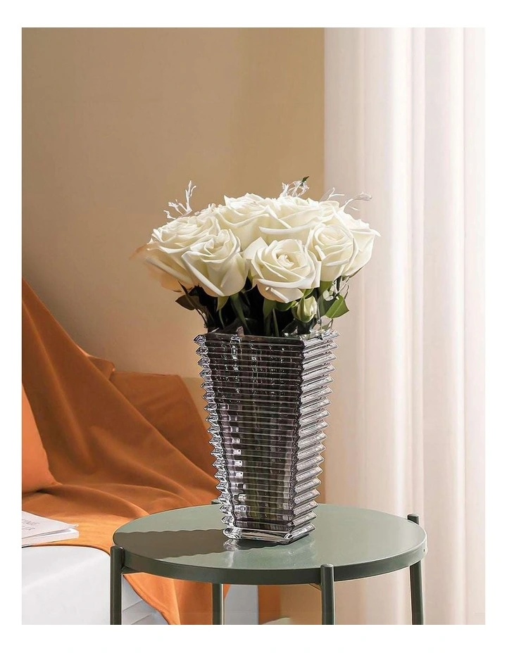 SOGA 28cm Tall Grey Handcrafted Glass Vase image 4