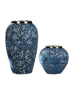 SOGA Blue & White Mini Floral Ceramic Vase Set Home Decor