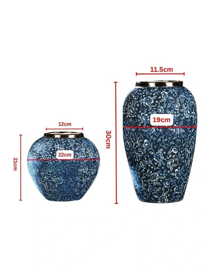 SOGA Blue & White Mini Floral Ceramic Vase Set Home Decor image 7