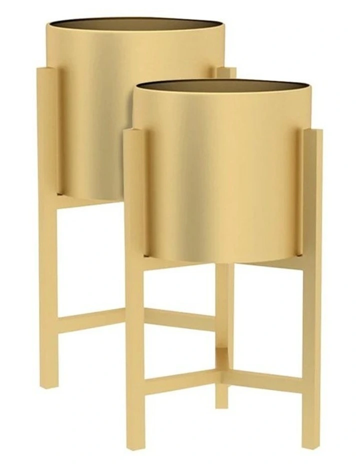 SOGA 2X 45CM Gold Metal Plant Stand with Flower Pot Holder Corner Shelving Rack Indoor Display image 1