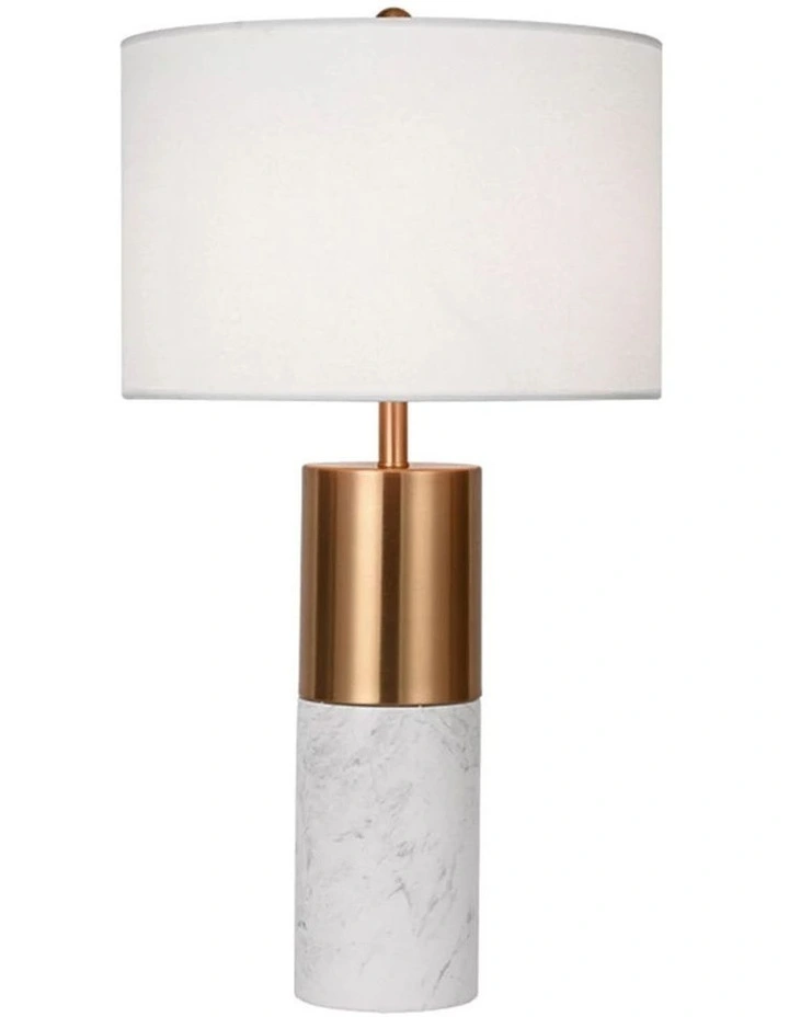 SOGA 60cm White Marble Table Lamp with Cylinder Base image 1