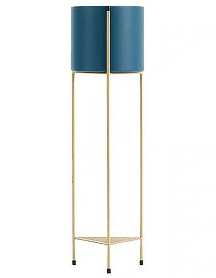 SOGA 81cm Gold 2 Tier Plant Stand Blue Pot Holder image 1