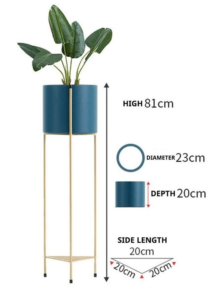 SOGA 81cm Gold 2 Tier Plant Stand Blue Pot Holder image 2