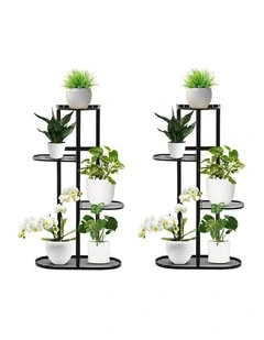 SOGA 2X 4 Tier 5 Pot Black Plant Rack