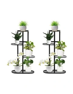 SOGA 2X 4 Tier 5 Pot Black Plant Rack