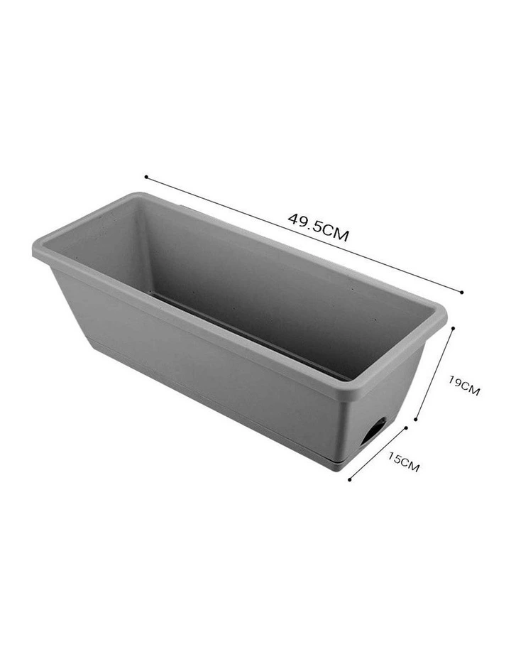 SOGA Set of 2 49.5cm Gray Rectangular Plastic Planter Box with Holder for Herbs image 4