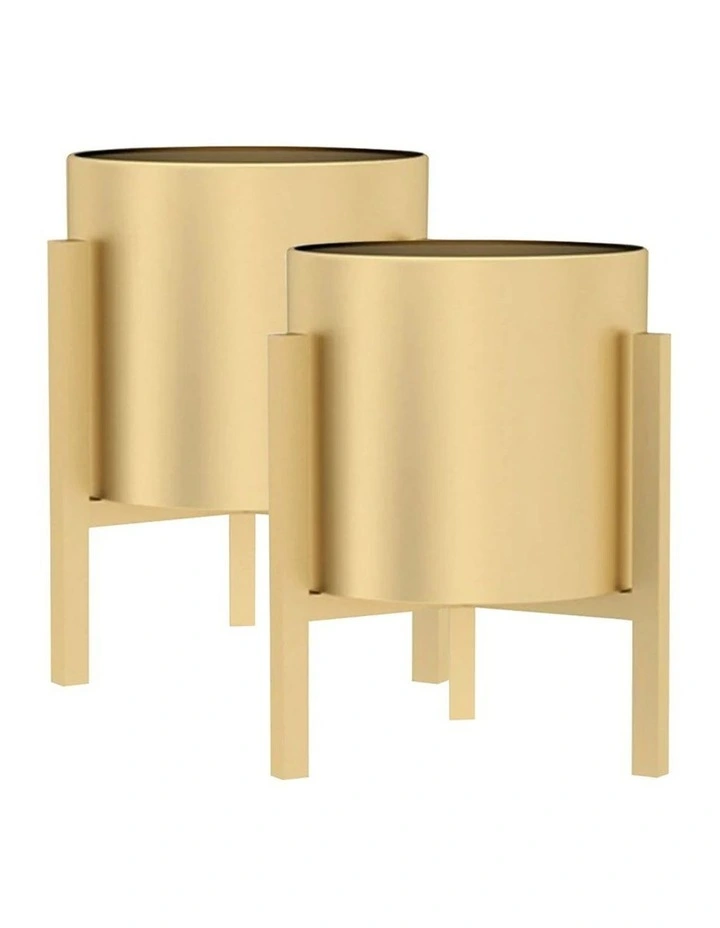 SOGA 2X 30CM Gold Metal Plant Stand with Flower Pot Holder Corner Shelving Rack Indoor Display image 1