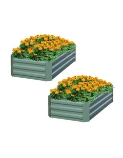 SOGA 2X 90cm Rectangle Galvanised Raised Garden Bed Vegetable Herb Flower Outdoor Planter Box