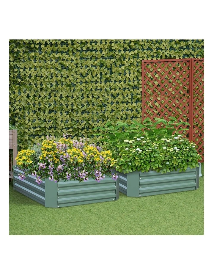 SOGA 2X 90cm Rectangle Galvanised Raised Garden Bed Vegetable Herb Flower Outdoor Planter Box image 2