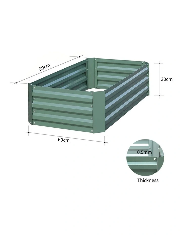 SOGA 2X 90cm Rectangle Galvanised Raised Garden Bed Vegetable Herb Flower Outdoor Planter Box image 6