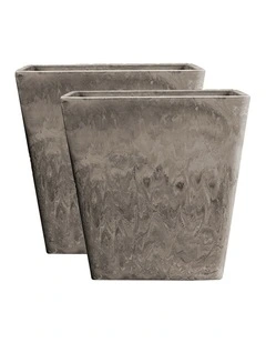 SOGA 2X 27cm Sand Grey Resin Planter Pot