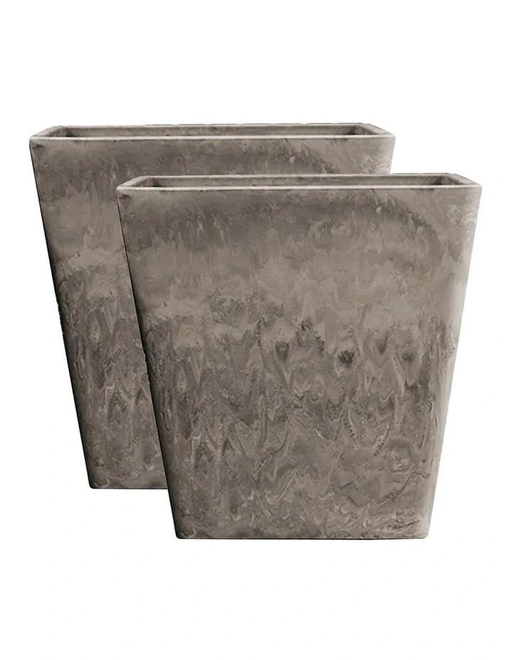 SOGA 2X 27cm Sand Grey Resin Planter Pot image 1