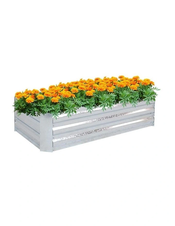 SOGA 120cm Rectangle Galvanised Raised Garden Bed Vegetable Herb Flower Outdoor Planter Box image 1