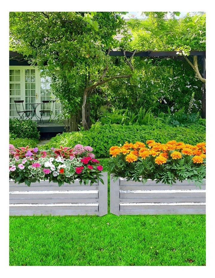 SOGA 120cm Rectangle Galvanised Raised Garden Bed Vegetable Herb Flower Outdoor Planter Box image 4