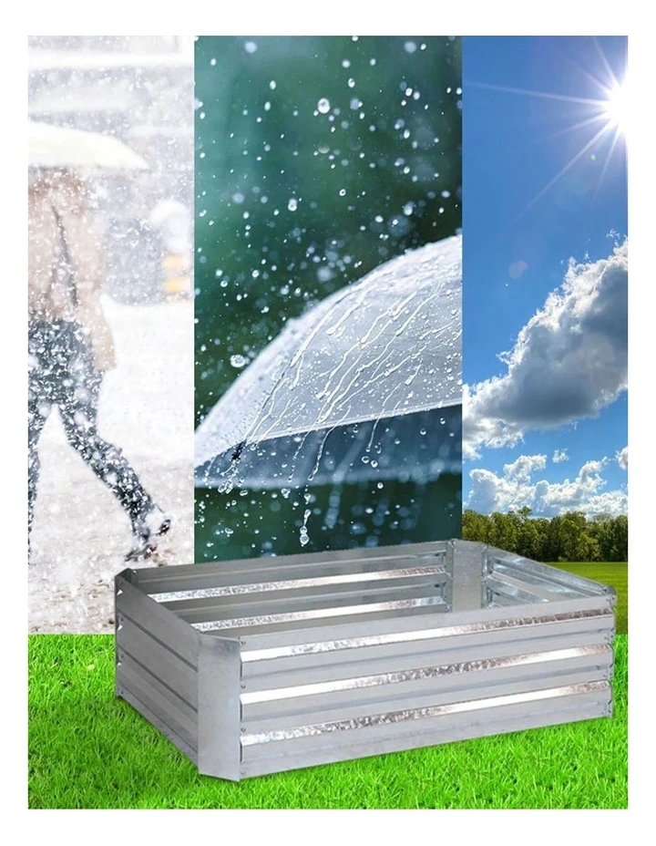 SOGA 120cm Rectangle Galvanised Raised Garden Bed Vegetable Herb Flower Outdoor Planter Box image 5