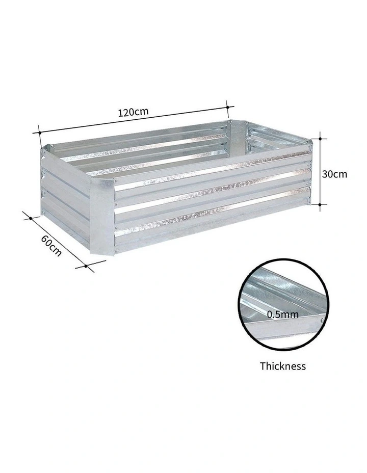 SOGA 120cm Rectangle Galvanised Raised Garden Bed Vegetable Herb Flower Outdoor Planter Box image 7