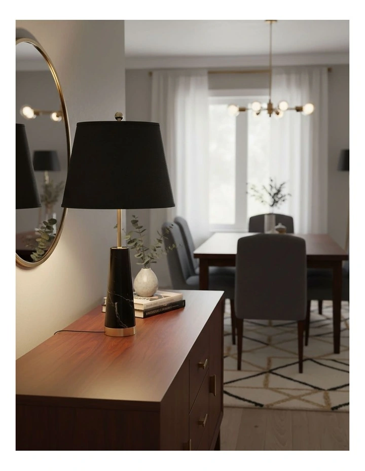 SOGA 68cm Black Marble Table Lamp with Cone Base image 4