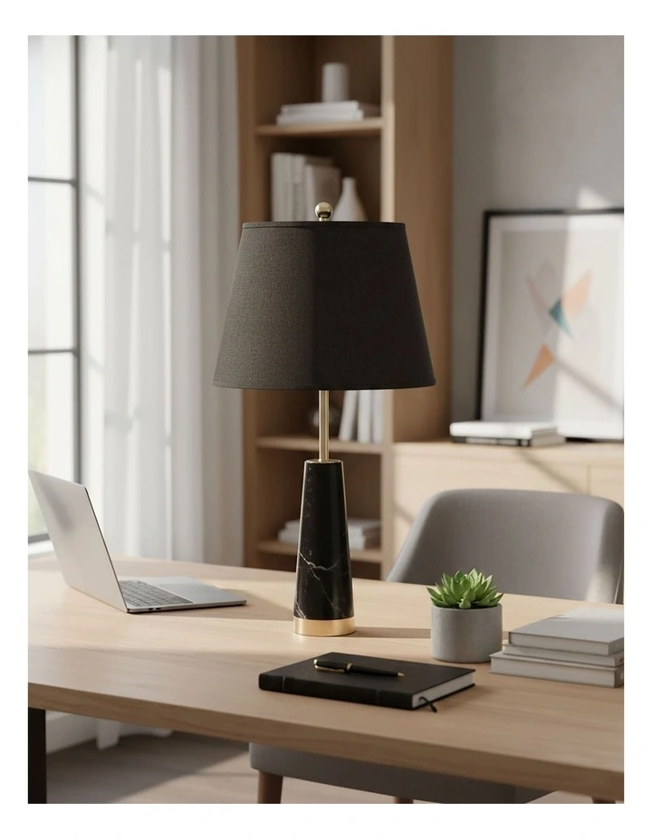 SOGA 68cm Black Marble Table Lamp with Cone Base image 5